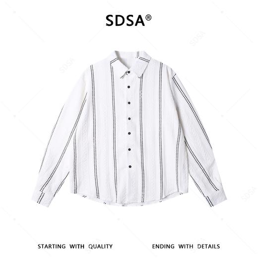 6823SDSA男士秋冬新款痞帅男装时尚菱形撞色提花竖纹设计长袖衬衫百搭 商品图1