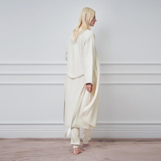 Solo seta女士绵羊毛桑蚕丝山羊绒纯色睡袍2025秋冬可外出对开襟 商品图4