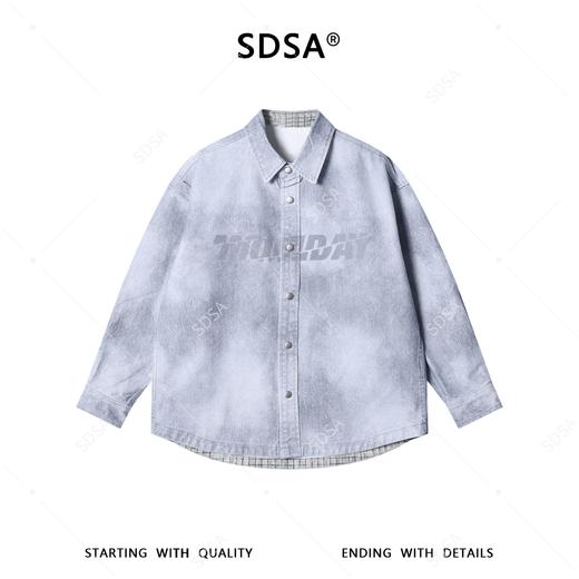 8189SDSA男士秋冬新款痞帅男装美式扎染印花字母长袖衬衫百搭宽松衬衣 商品图1