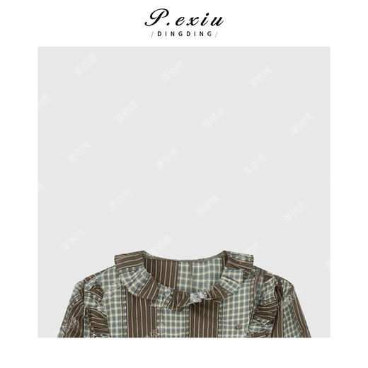 04-2潘依绣丁丁宠粉法系复古花边拼接衬衫 Q6981 商品图2