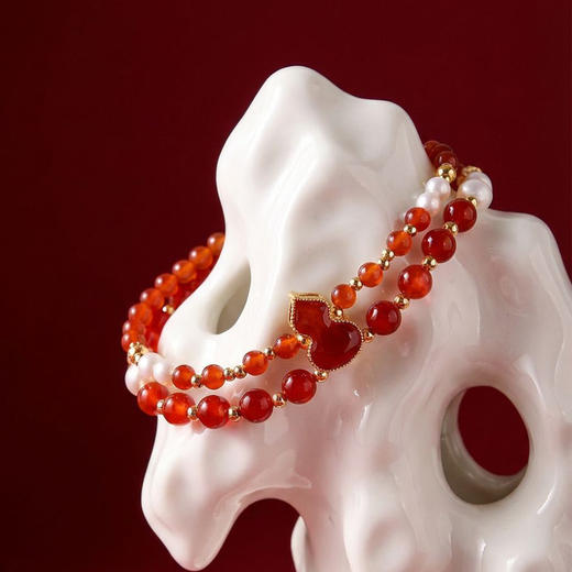 Manreya玛芮雅“红韵同心”淡水珍珠手串|红玛瑙，淡水珍珠 商品图6