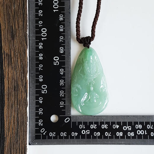 【天然正品】A货翡翠天然细腻满绿糯冰种无相御龙造型（福运亨通）翡翠吊坠项链62.6*34.4*8.9MM（皆取最大值）101125AH15 商品图2