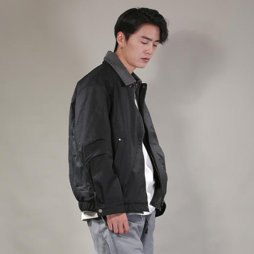 DRONKOO 2026  翻领拼接牛仔领假两件中厚皮衣 商品图3