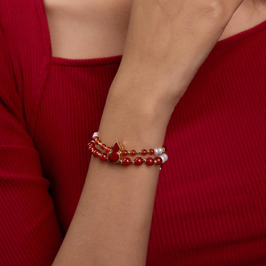 Manreya玛芮雅“红韵同心”淡水珍珠手串|红玛瑙，淡水珍珠 商品图1