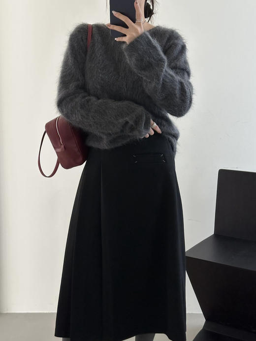 【百图lulu定制】【神仙毛呢裙】桑蚕丝羊毛混纺  显瘦 显高 保暖 毛呢 不规则 弹力腰围 百褶半裙 商品图8