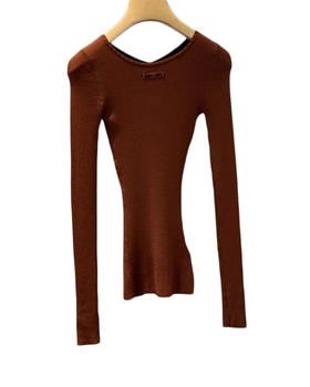 女款后背V领丝质长袖打底衫zo017