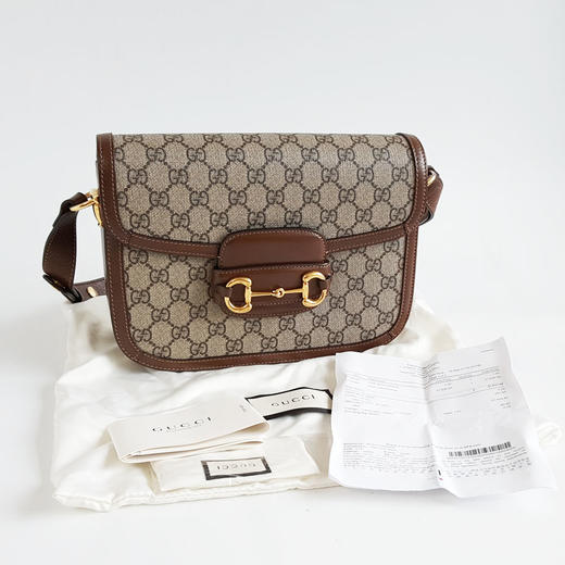 【95新】Gucci古驰1955系列602204 中号老花拼棕色1955马鞍包单肩包女士 160126AK17 商品图1