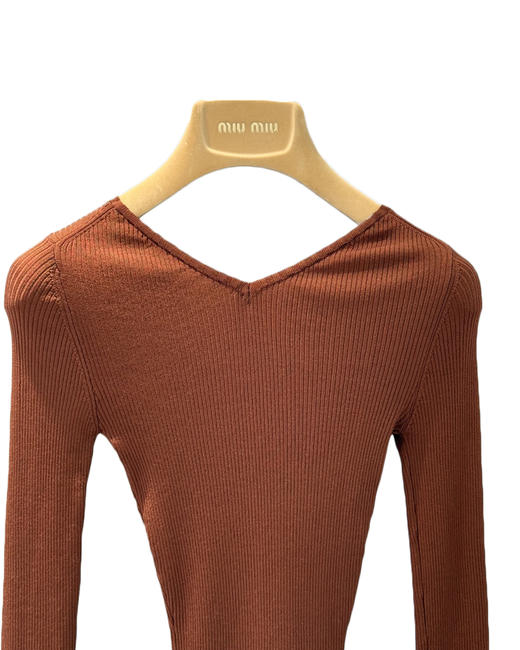 女款后背V领丝质长袖打底衫zo017 商品图2