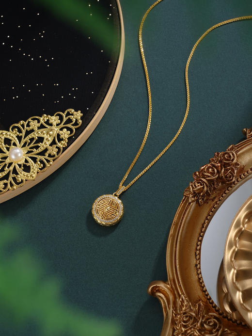 子佩集【福华妙韵】银S925套链【V10210HZA】项链镀金喜字2601 商品图8