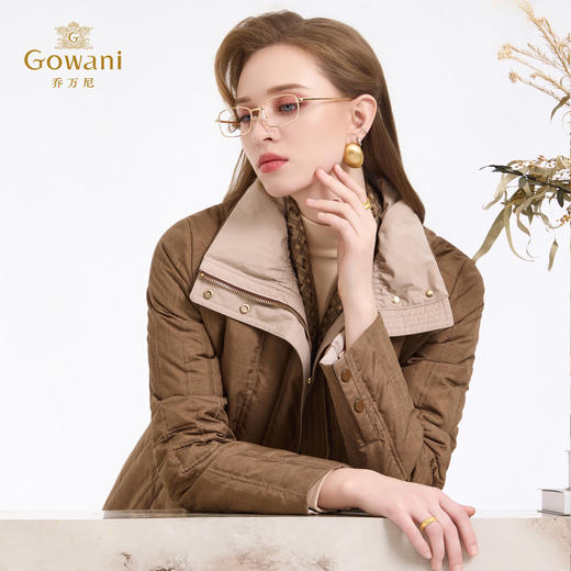 乔万尼新品90白鸭绒百搭质感棕收腰翻领显瘦保暖羽绒服ED4T788 商品图1