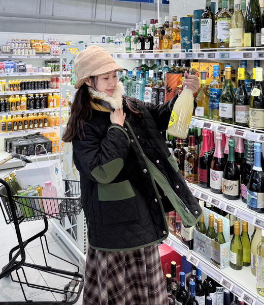 超ji减龄的全网du家工艺|原创撞色菱格羊毛领棉服| 可拆卸真羊毛领 初春新款 东北只能春秋穿！是轻薄款 商品图8