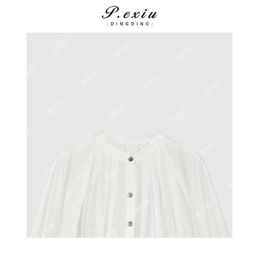 04-6潘依绣丁丁宠粉新款早秋小众韩系压褶长袖简约衬衫Q2569 商品图1