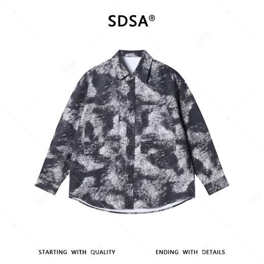 5775SDSA男士秋冬新款痞帅男装韩版高街扎染撞色长袖衬衫百搭嘻哈衬衣 商品图1