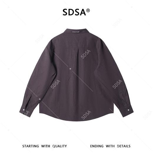 33270SDSA男士秋冬新款痞帅男装极简风刺绣衬衫长袖宽松纯色老钱风百搭 商品图5