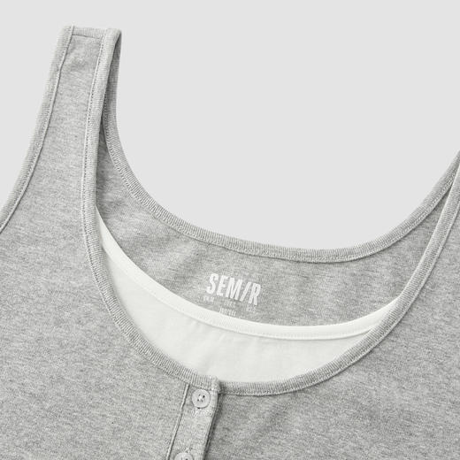 【99元任选2件】森马背心女夏撞色假两件紧身工字简约百搭休闲潮流小个子叠穿衣服 商品图2