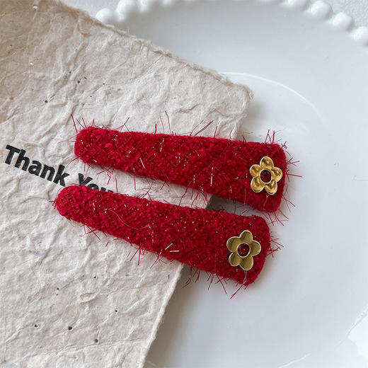 小花丝绒布艺XXSR发夹-纪念日百货门店同款169248950 商品图3