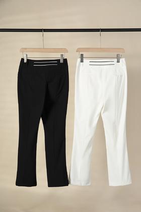 PG家女士中高腰开衩微喇长裤来啦！高级运动特供的功能面料，当之无愧的纤维皇后！其挺阔度，光泽度、吸湿性等性能更是优秀！它不仅能够展现出高级的质感，还能够提供舒适的穿着和使用体验！