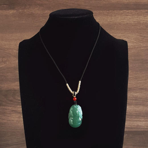 【天然正品】A货翡翠天然细腻冰种青葫瑞貅造型（福禄平安、招财纳福）翡翠吊坠项链060126NJM03 商品图8