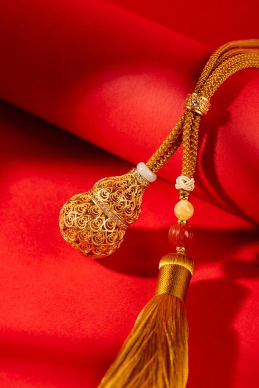 沙金镂空葫芦挂件，福禄·财神到 商品图4