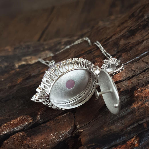 【天然正品】A货翡翠AU750收藏级白金豪镶钻镶天然细腻糯冰种紫罗兰蛋面翡翠吊坠项链蛋面：22.8*18.8MM整体：44.5*23.6*20.2MM（皆取最大值）101125AH26 商品图5