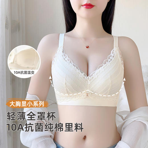 雅黛俪大胸显小显瘦女士文胸轻薄透气性感蕾丝全罩杯内衣胸罩 商品图0