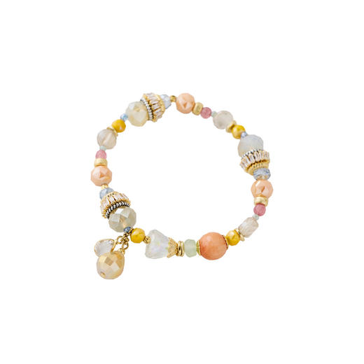 三彩2026新款彩色合成宝石拼接复古手串森系风度假通勤吊坠灵动女 商品图2