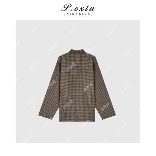 04-2潘依绣丁丁宠粉港风细格子松弛感复古时髦长袖衬衫 W-62492 商品图2