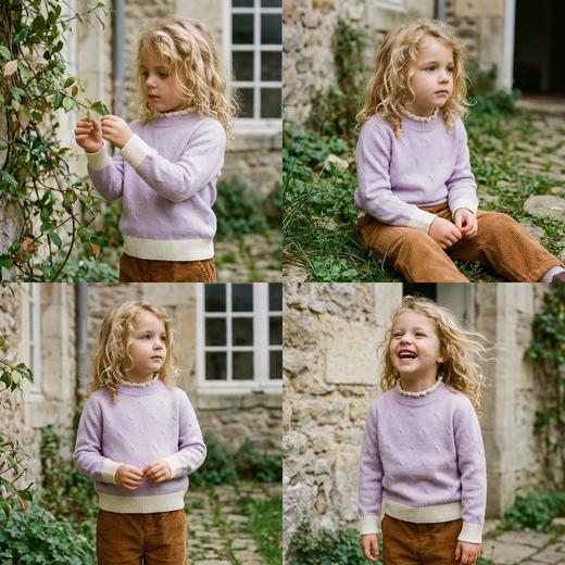 PALUOPO/PL山羊绒女童纯色羊绒衫100%山羊绒帕罗 商品图1