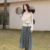 三彩2026春季新款设计感高腰复古格纹半身裙A字裙长裙显瘦垂感S 商品缩略图1