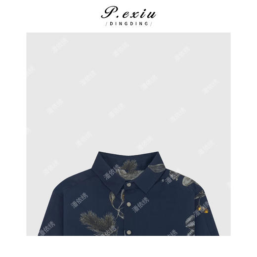 04-2潘依绣丁丁宠粉早春复古印花长袖翻领衬衫Q19682 商品图2