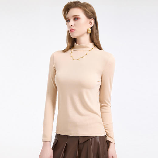 【四色可选】乔万尼轻奢百搭半高领保暖长袖羊毛修身打底衫EZ4C192 商品图5