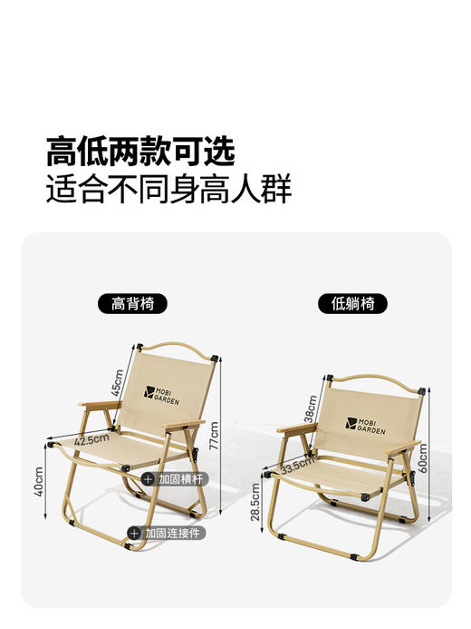 牧高笛山川折叠椅克米特椅凳子小马扎铝合金露营户外钓鱼沙滩便携 商品图3