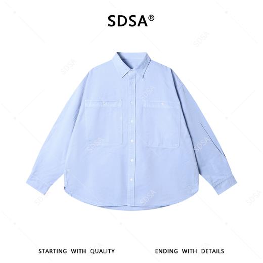 2183SDSA男士秋冬新款痞帅男装潮牌时尚纯色口袋拼接长袖衬衫百搭宽松 商品图1