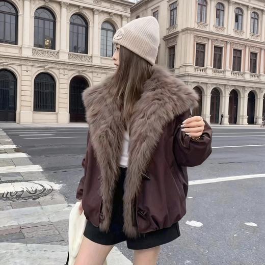 【YW】无忧购狐狸毛可拆卸大毛领50%鹅绒服羽绒宽松皮草外套女（现货48小时内发货） 商品图1