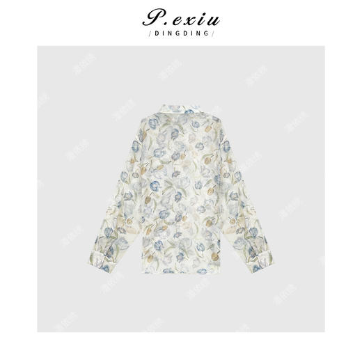 04-1潘依绣丁丁宠粉潘依绣【时间花园】度假感晕染法式轻薄防晒花衬衫 W-62205 商品图2