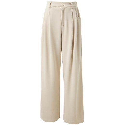 三彩2025冬季新款雪尼尔休闲裤高腰宽松阔腿裤长裤简约M 商品图4