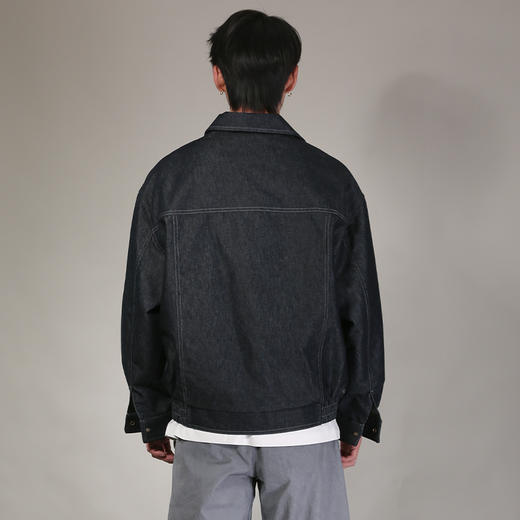 DRONKOO 2026 翻领拉链钉珠装饰明线普洗牛仔中厚夹克 商品图4