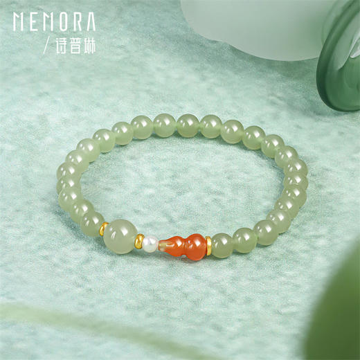 玉玲珑手链 中国风葫芦和田玉S925银手链手串送女友礼物MEMORA诗普琳NB904401 商品图5