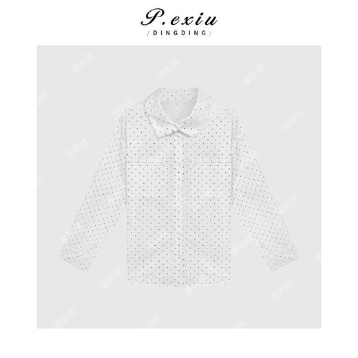 04-1潘依绣丁丁宠粉100%棉设计感复古波点立领长袖衬衫WH00270 商品图1