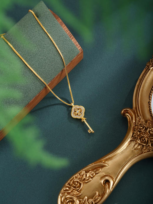 子佩集【金刚灵匙】银S925套链【FYL-2190】项链镀金四叶草钥匙2601 商品图2