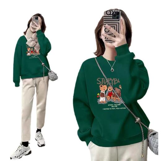 春秋款【圆领卫衣女新款】爆款小个子宽松卫衣 落肩套头加绒加厚上衣  商品图4