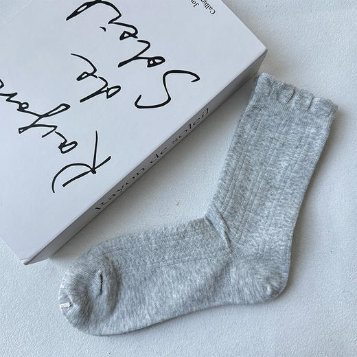 暗纹花边罗口女中筒袜基础-简约-纪念日百货门店同款169446825 商品图2