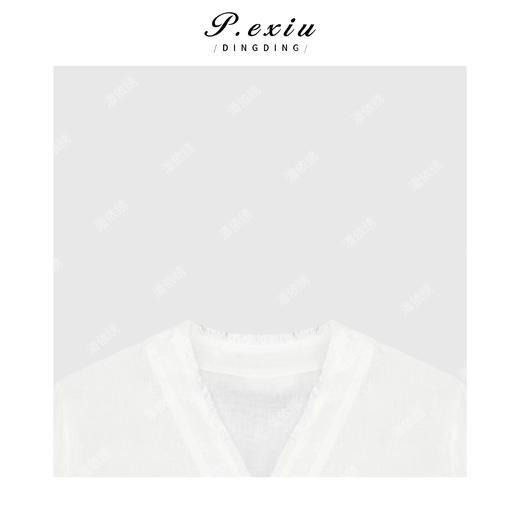 简约时髦毛边设计V领长袖衬衫Q5441 商品图2