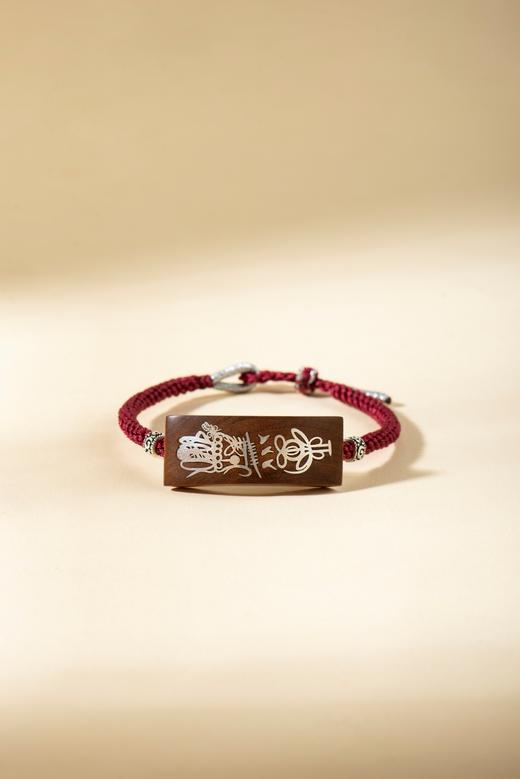 枣木嵌银财神符手绳，财运绵延 商品图1