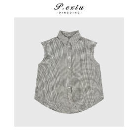 04-3潘依绣丁丁宠粉百搭英伦风无袖背心衬衫 Q93881