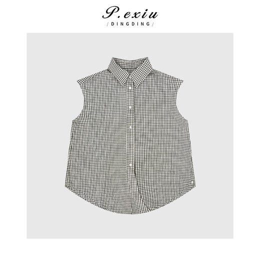 04-3潘依绣丁丁宠粉百搭英伦风无袖背心衬衫 Q93881 商品图0