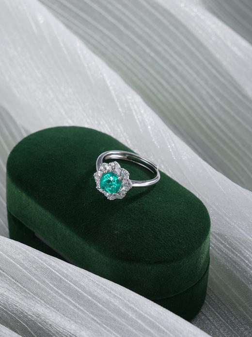 子佩集【晴漪流年】银S925戒指【PYR6032-XF】培育宝石祖母绿2601 商品图4