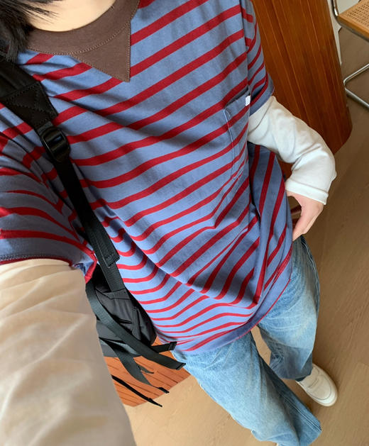 🦋PRAD*A 早春新款条纹短袖T恤1.21 商品图4