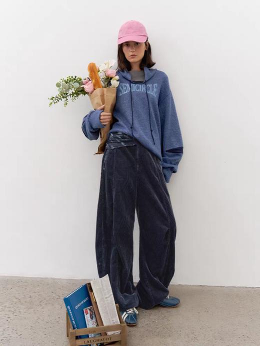 半圆/Q56131155/牛仔蓝水洗立体休闲弯刀裤 商品图1