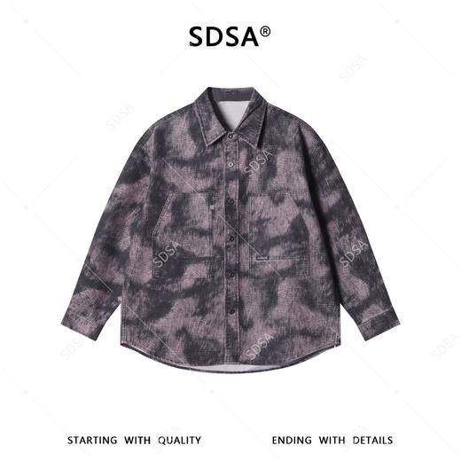5775SDSA男士秋冬新款痞帅男装韩版高街扎染撞色长袖衬衫百搭嘻哈衬衣 商品图1